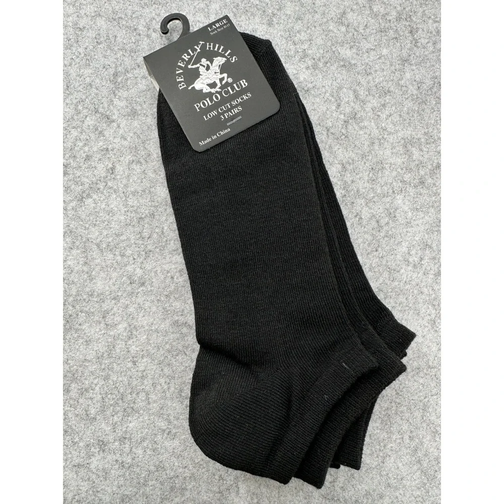 Beverly Hills Polo Club Socks Black Low-Cut ( 3 Pairs‎ ) Size Large 10-13 NWT
